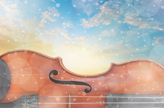 Violin and snow illustration