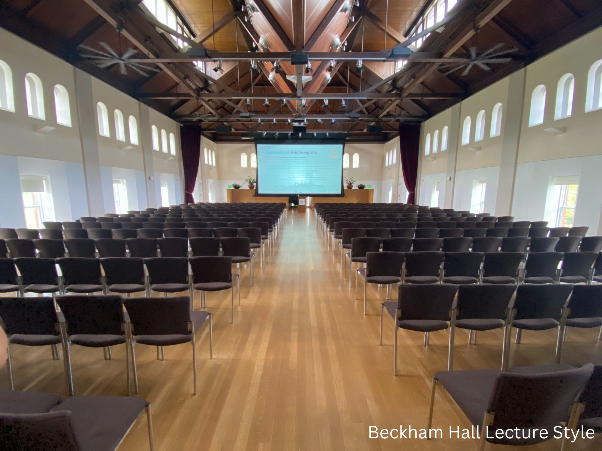 Beckham Hall set up for a lecture