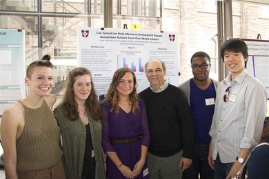 Prof. John Seamon with his lab students, Amy Golembeski, Taci Moskowitz, Alexa Narzikul, Olu Sosan, and Christopher Liong