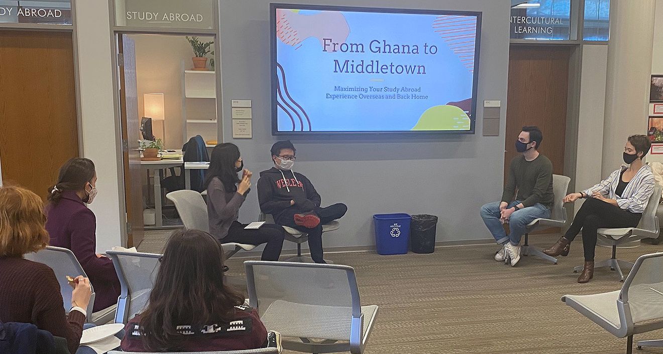Four study abroad alumni led a discussion titled “From Ghana to Middletown: Maximizing Your Study Abroad Experience Overseas and Back Home.”