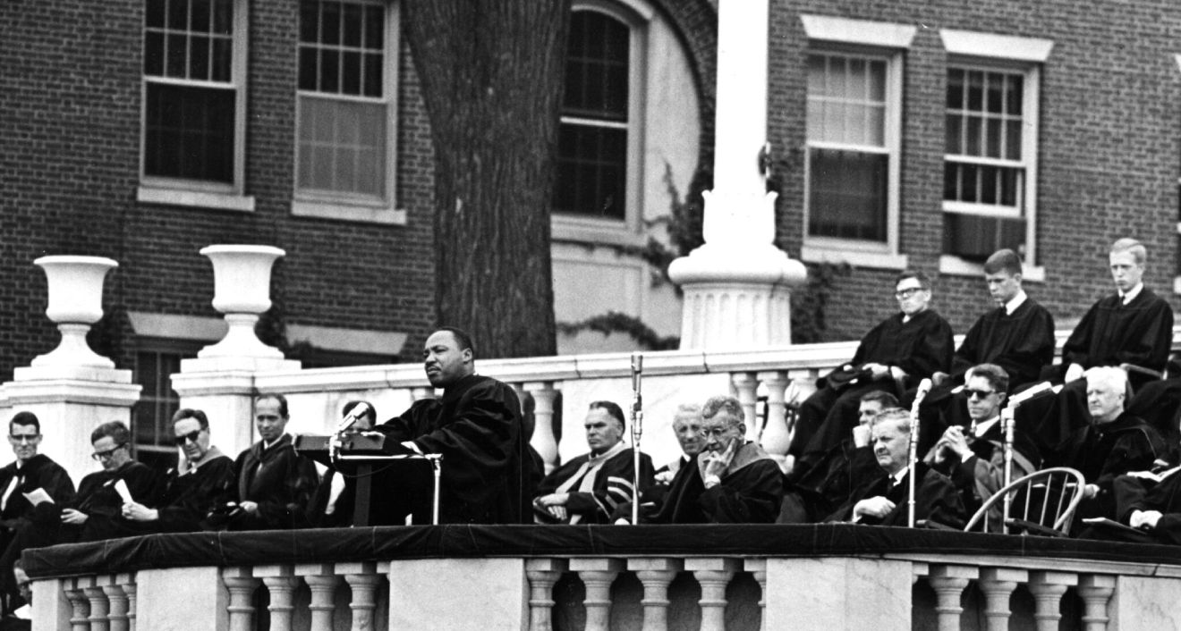 “Segregation is an immoral system, and it is nothing but a new form of slavery covered up with certain niceties of complexity,” King said during his 1964 Baccalaureate Address.