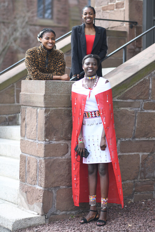 Diana Naiyanoi Kimojino ’25 (front), Constance Hirwa ’25, and Alice Musabe ’22 are recipients of 2022 Davis Projects for Peace grants. (Photo by Olivia Drake)