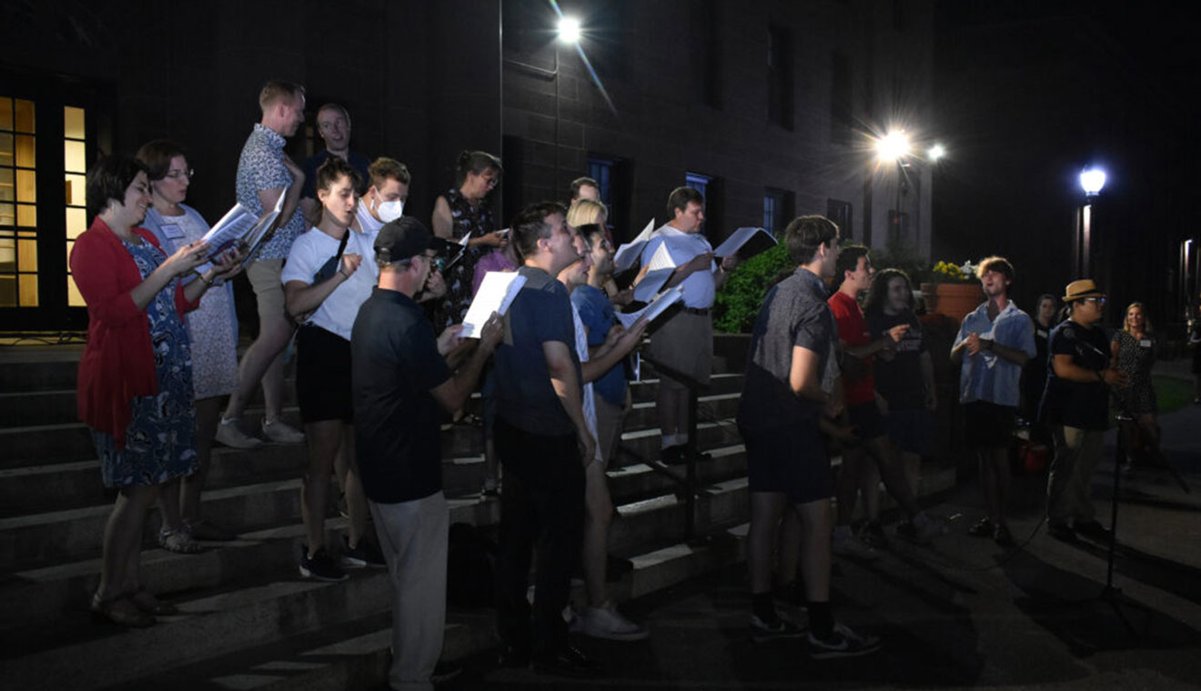 Traditional All-College Sing on the steps of North College.