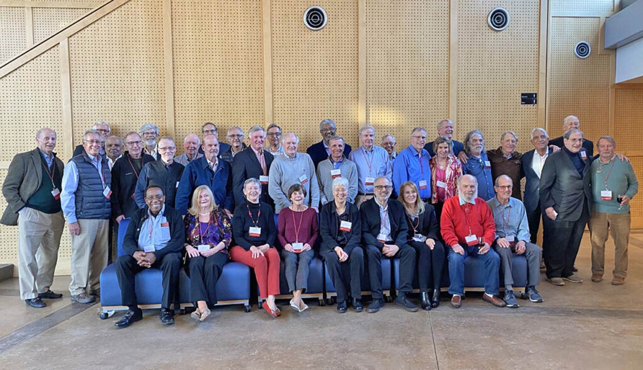 Members of Wesleyan’s Class of 1971 gathered for a group photo during their reunion.