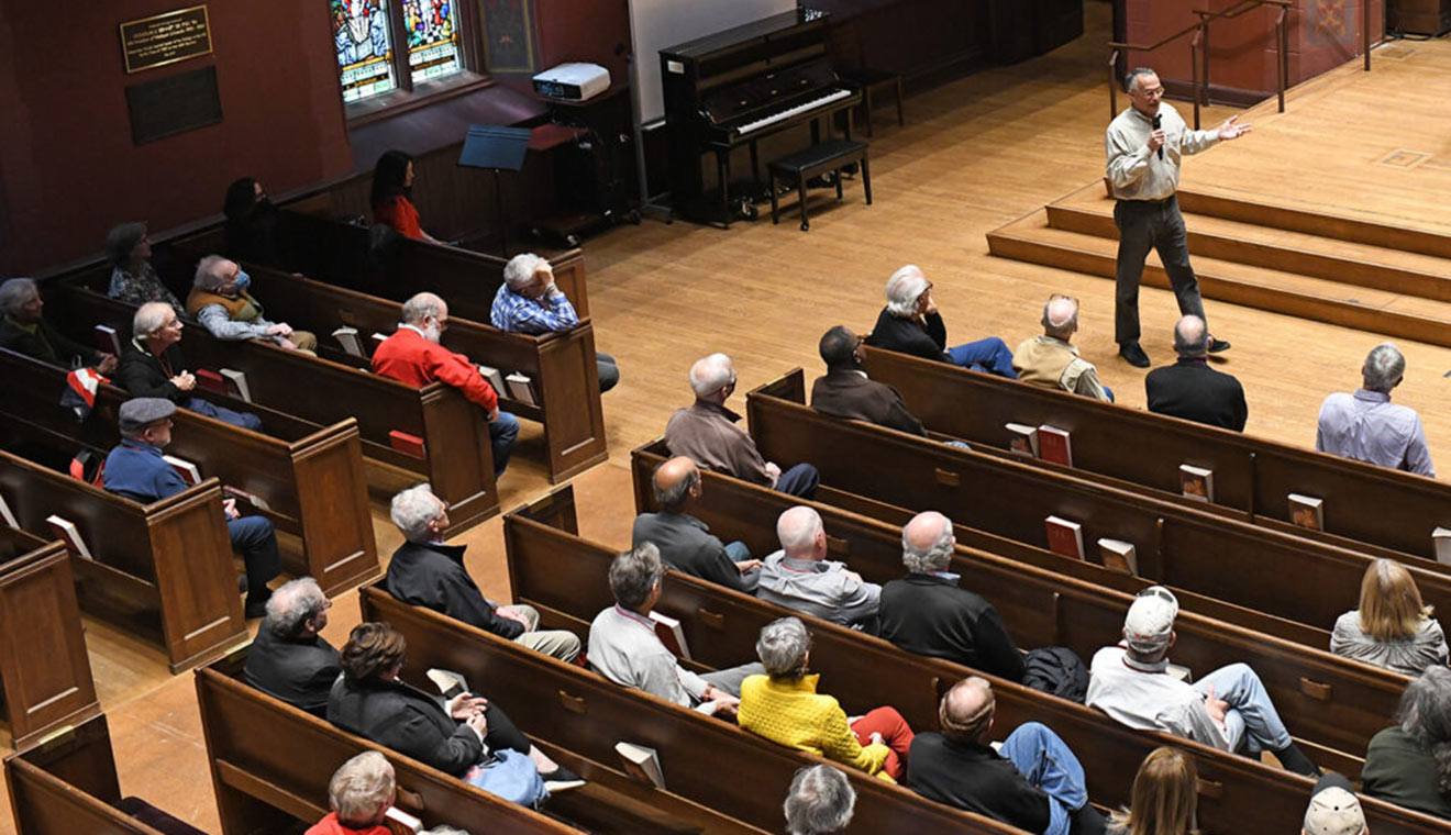 Wesleyan President Michael Roth ’78 spoke to the reunion-goers about his views on “safe enough places,” which is also the namesake of his most recent book.