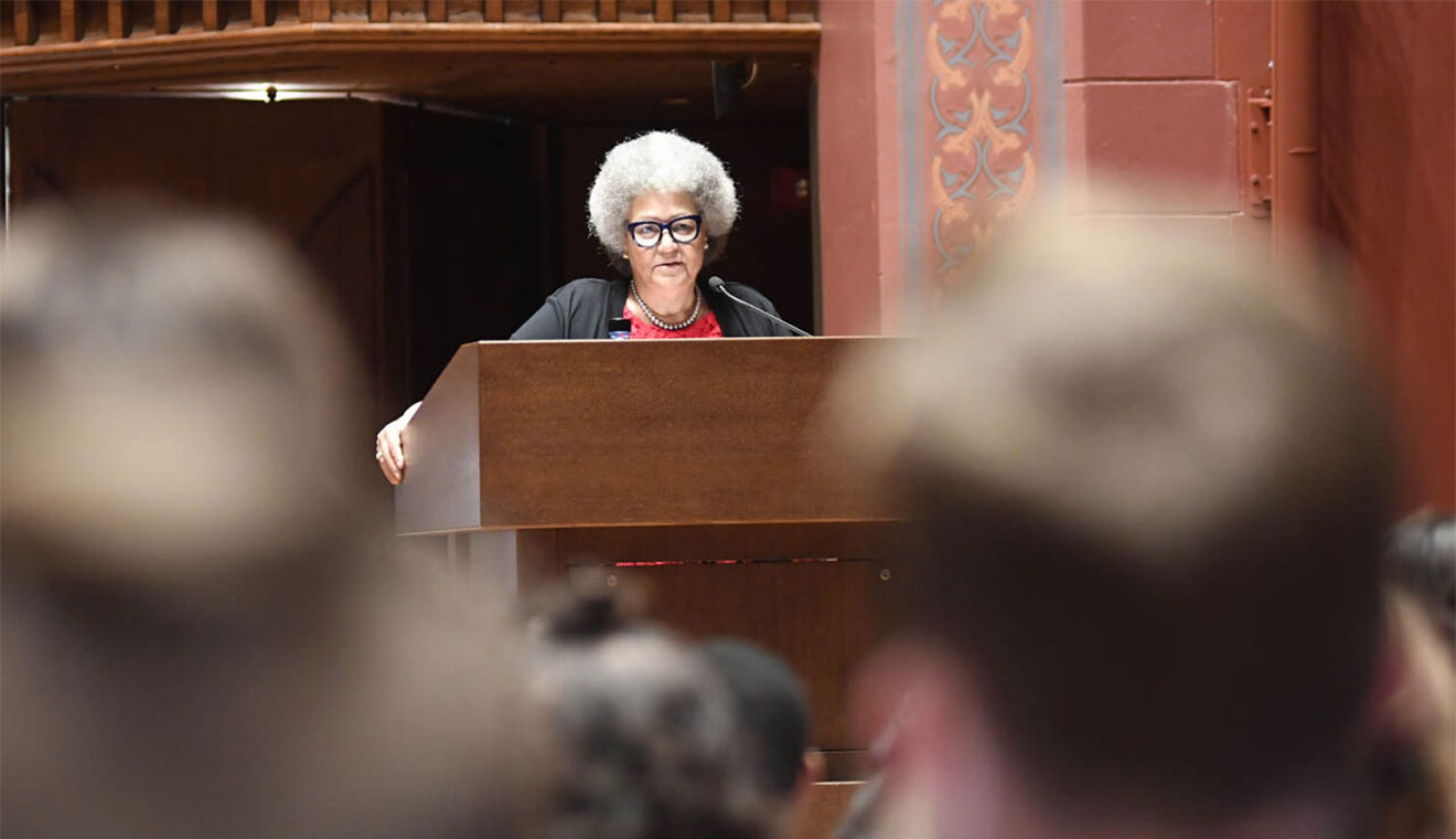 Dr. Andrea Grubb Barthwell ’76, founder of Encounter Medical Group, delivered the keynote address. Barthwell noted that Phi Beta Kappa was founded in 1776, 200 years before she graduated from Wesleyan. “As much as education was the path to freedom in 1776, it is today. Without education, freedom is meaningless. Freedom will degrade if people lack the ability to think and reason for themselves and if those with these skills do not take a hand in shaping freedom and education,” she said. Dr. Barthwell received a Distinguished Alumni Award at her 30th reunion.