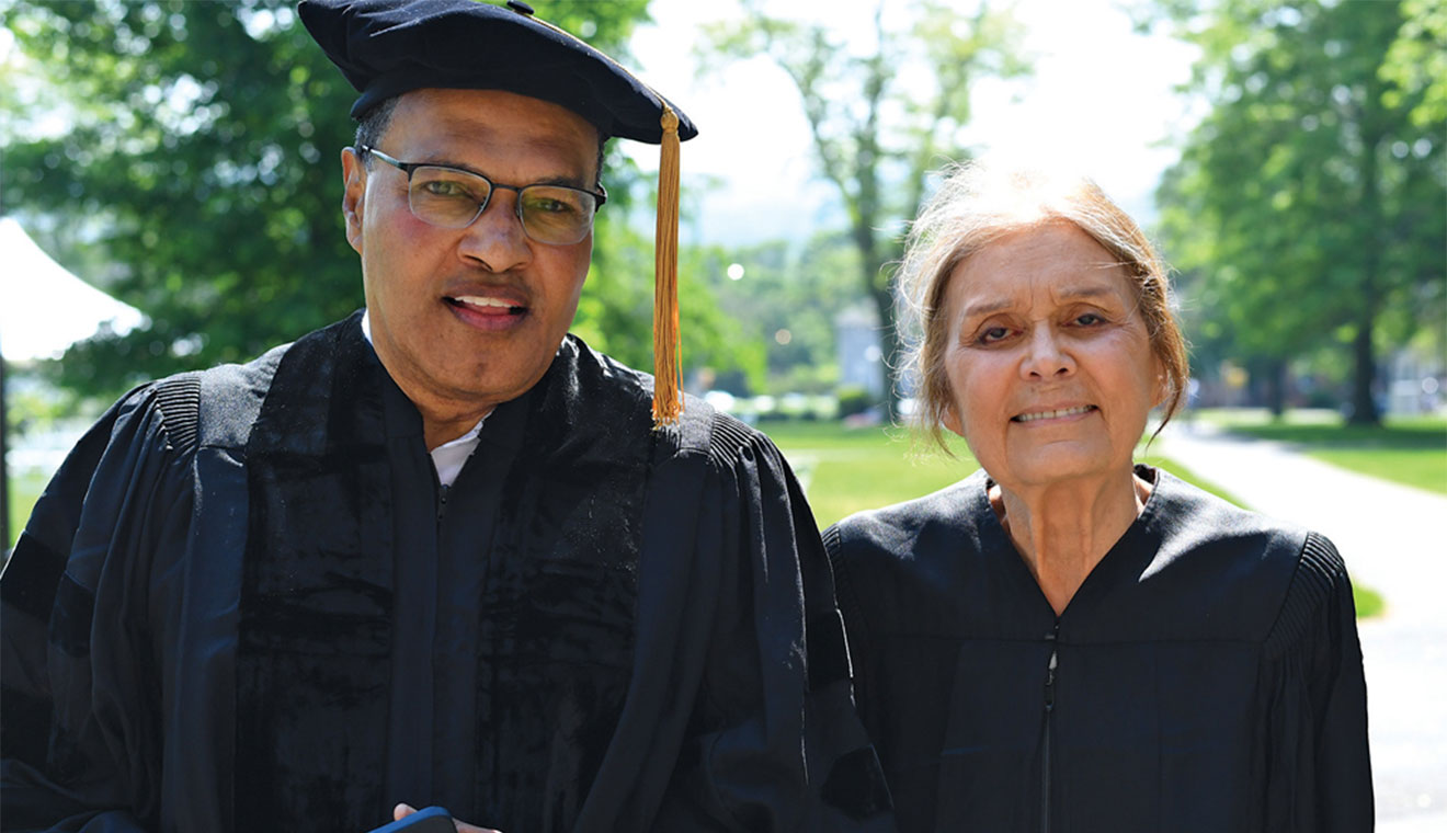 Freeman A. Hrabowski and Gloria Steinem. Photo by Olivia Drake MALS ’08