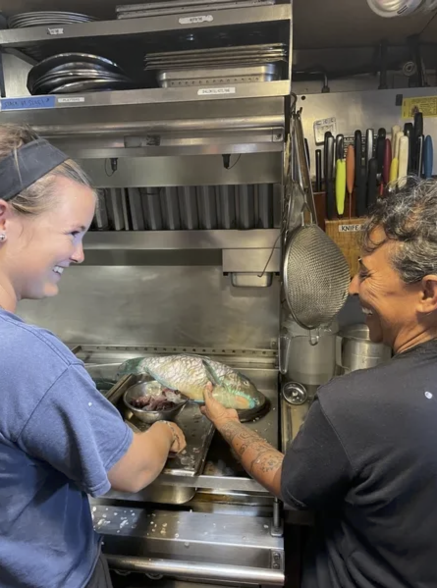 Frances Ostensen ’24 and her professor Josiane DiGiorgio