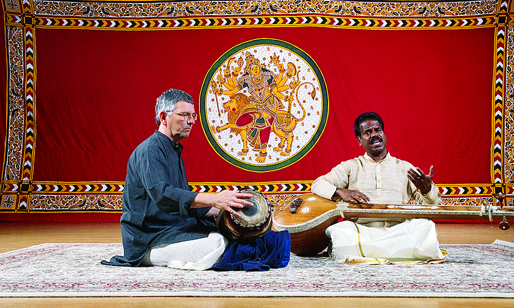 Adjunct Associate Professor of Music David Nelson PhD ’91 and Adjunct Associate Professor of Music B. Balasubrahmaniyan