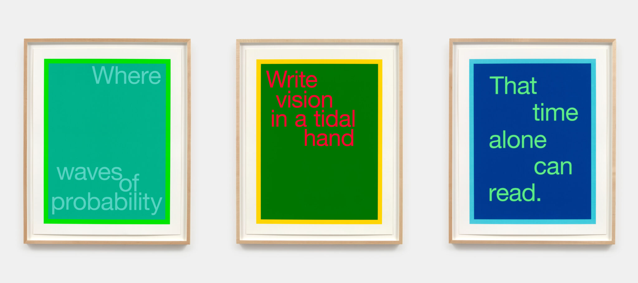 Renée Green. “Space Poem #2 (Laura’s Words),” 2011/2020. Detail. Silkscreen on paper, thirty-three prints, each 26 5/8 x 21 in. Courtesy of the artist, Free Agent Media, and Bortolami Gallery, New York Image: Kristian Landrup; Guang Xu