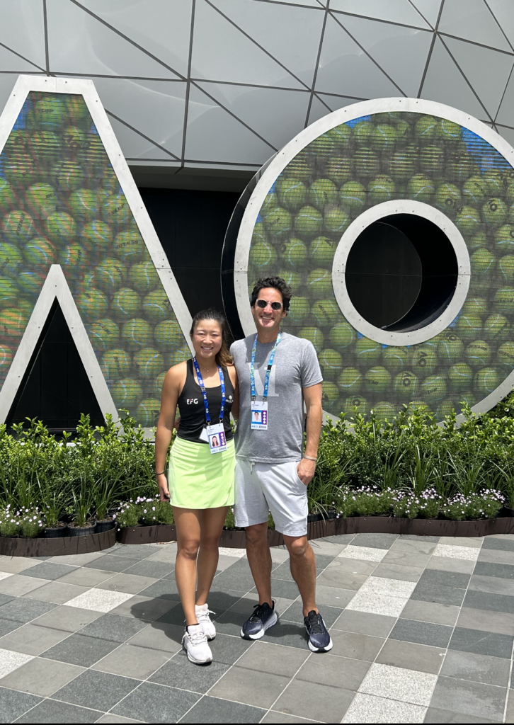 Chong and Coach Mike Fried at the 2023 Australian Open.