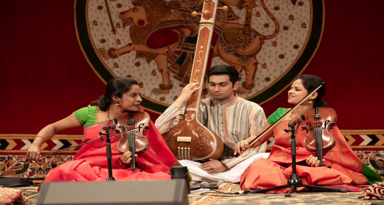 The festival’s three performances began with the Connecticut debut of the Akkarai Sisters on Friday evening, featuring their interpretations of classical Karnatak (South Indian) violin and vocal duets.