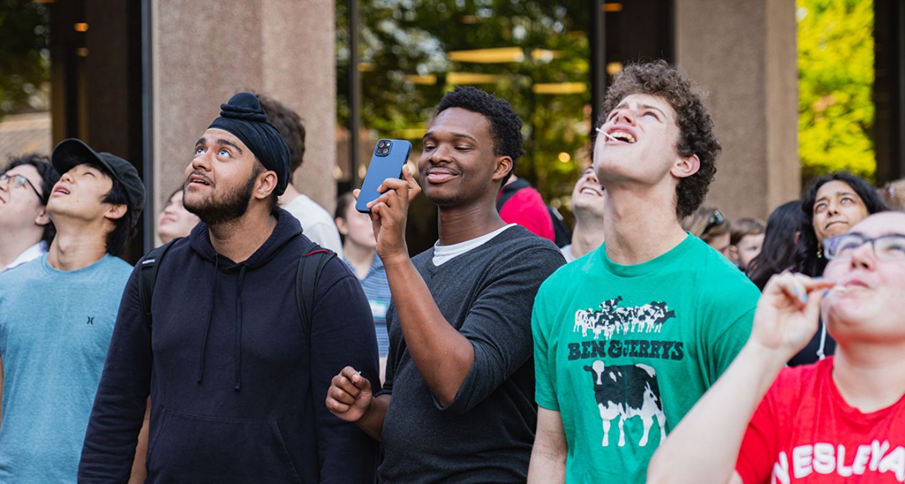 Students watching the Big Drop on May 9. (Photo by Meka Wilson)