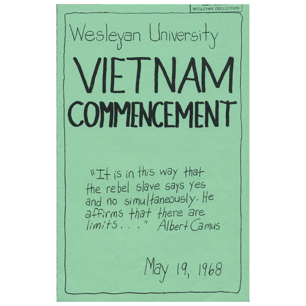 Brochure for Wesleyan’s Vietnam commencement, 1968