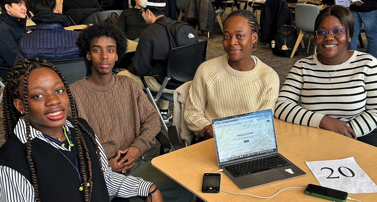 students at a table