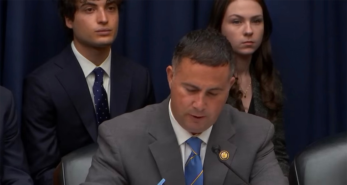 Harry Malcoun '28 (back left) took notes at an energy and commerce hearing. He interned for Congresswoman Debbie Dingell.