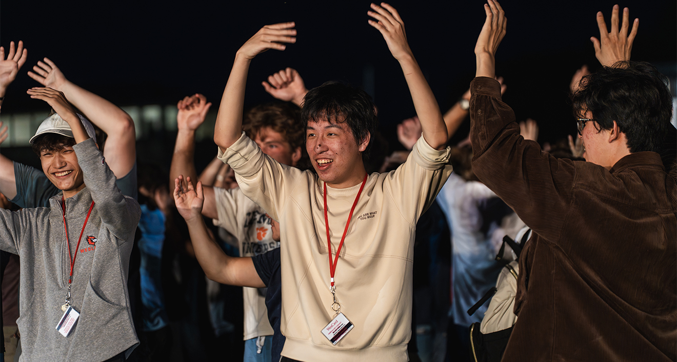 Group of first-year students during Common Moment activity