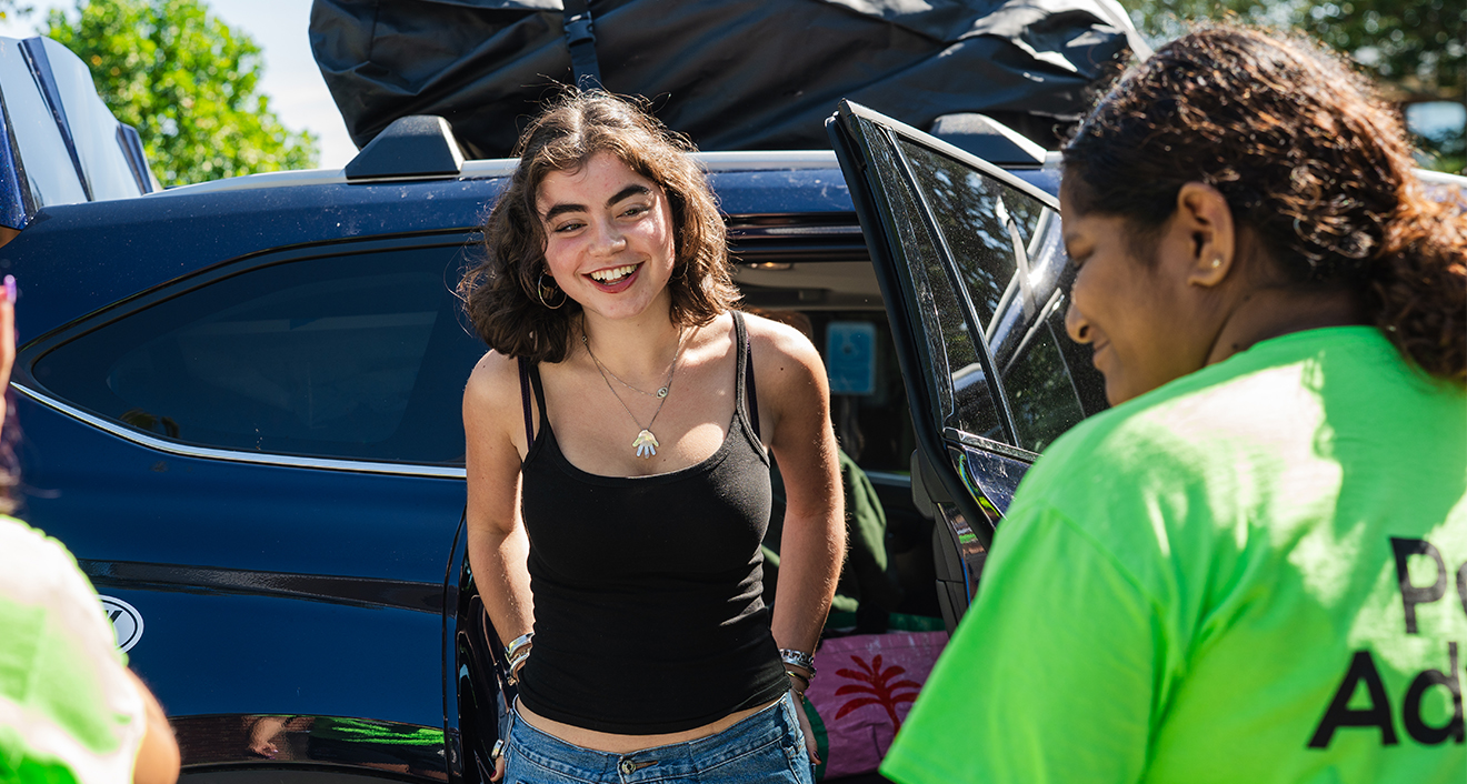 Photo of first-year student on Arrival Day