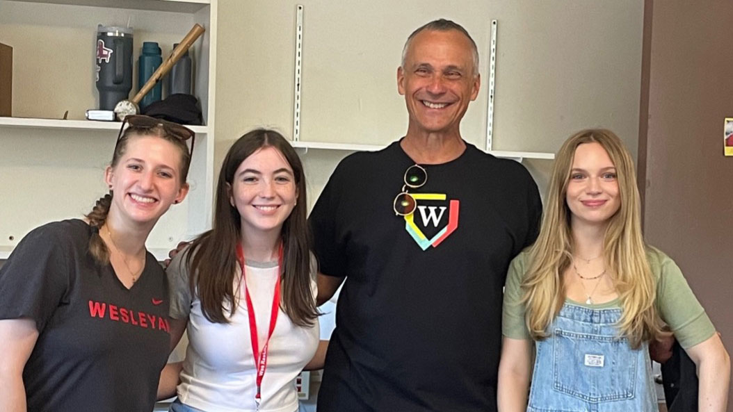 President Roth with students.