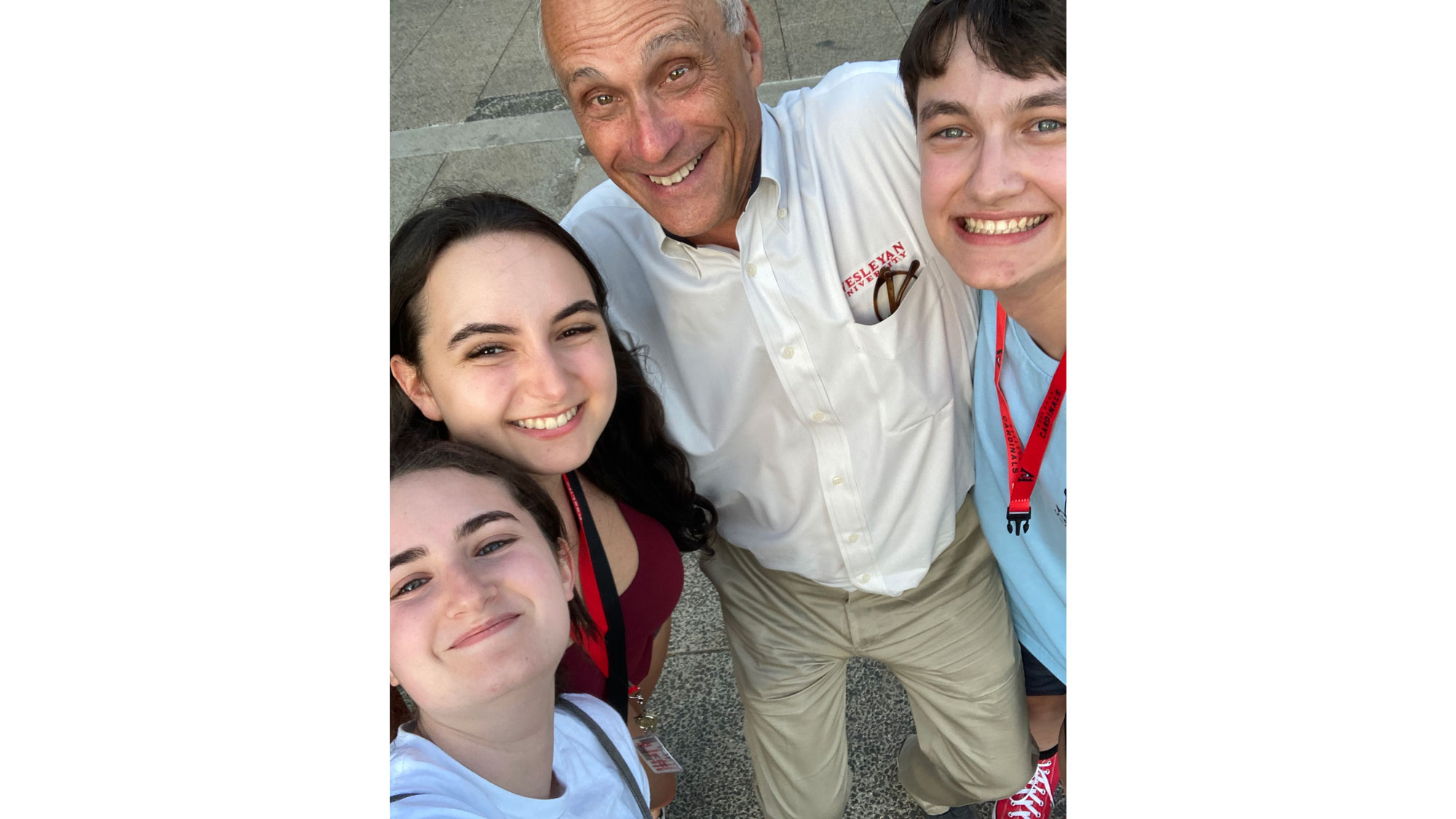 President Roth with students.