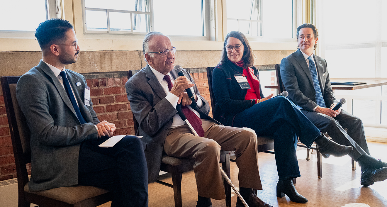 Panelists for the fireside chat during the rededication of PCE.
