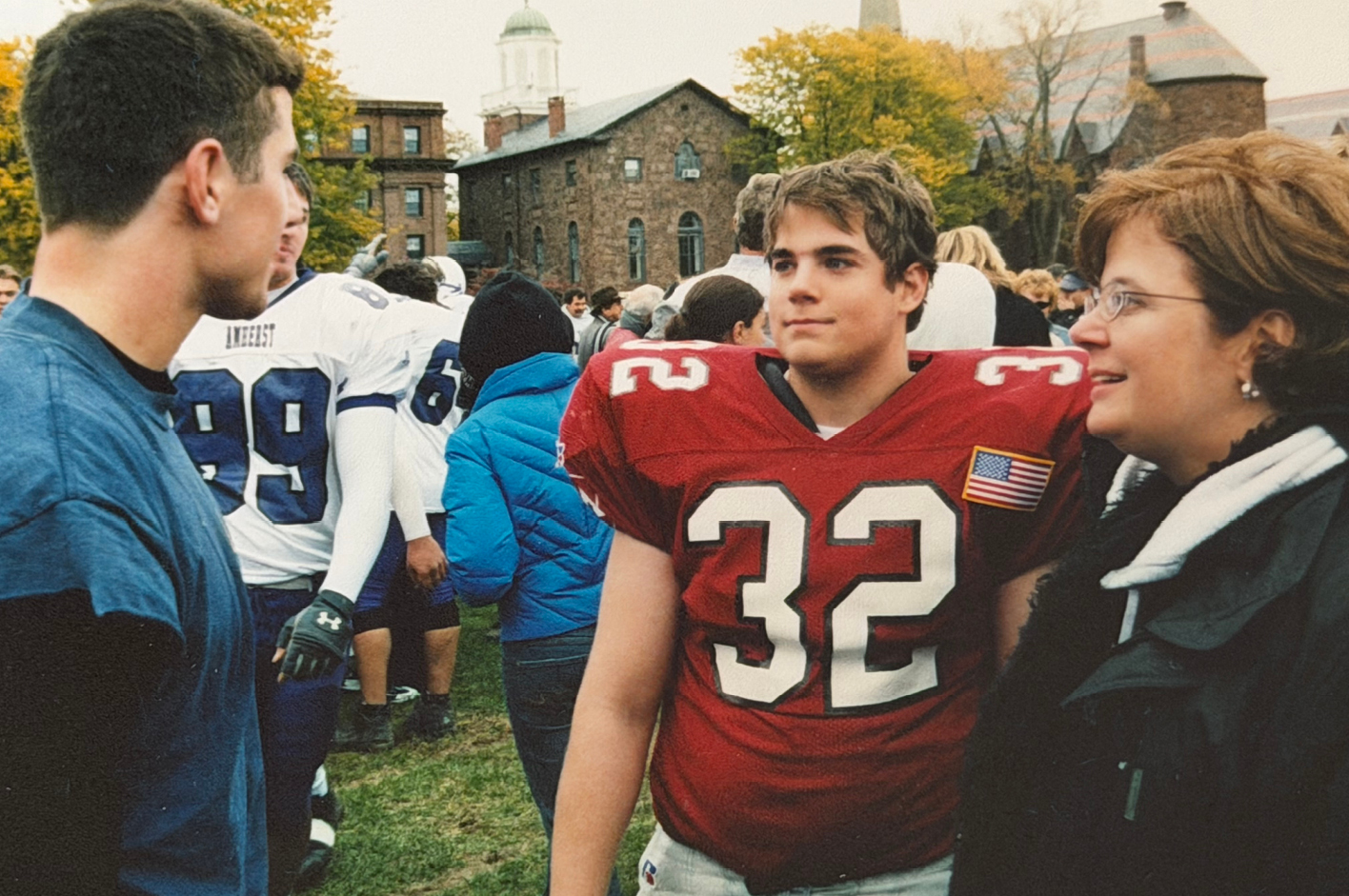 college student in football uniform