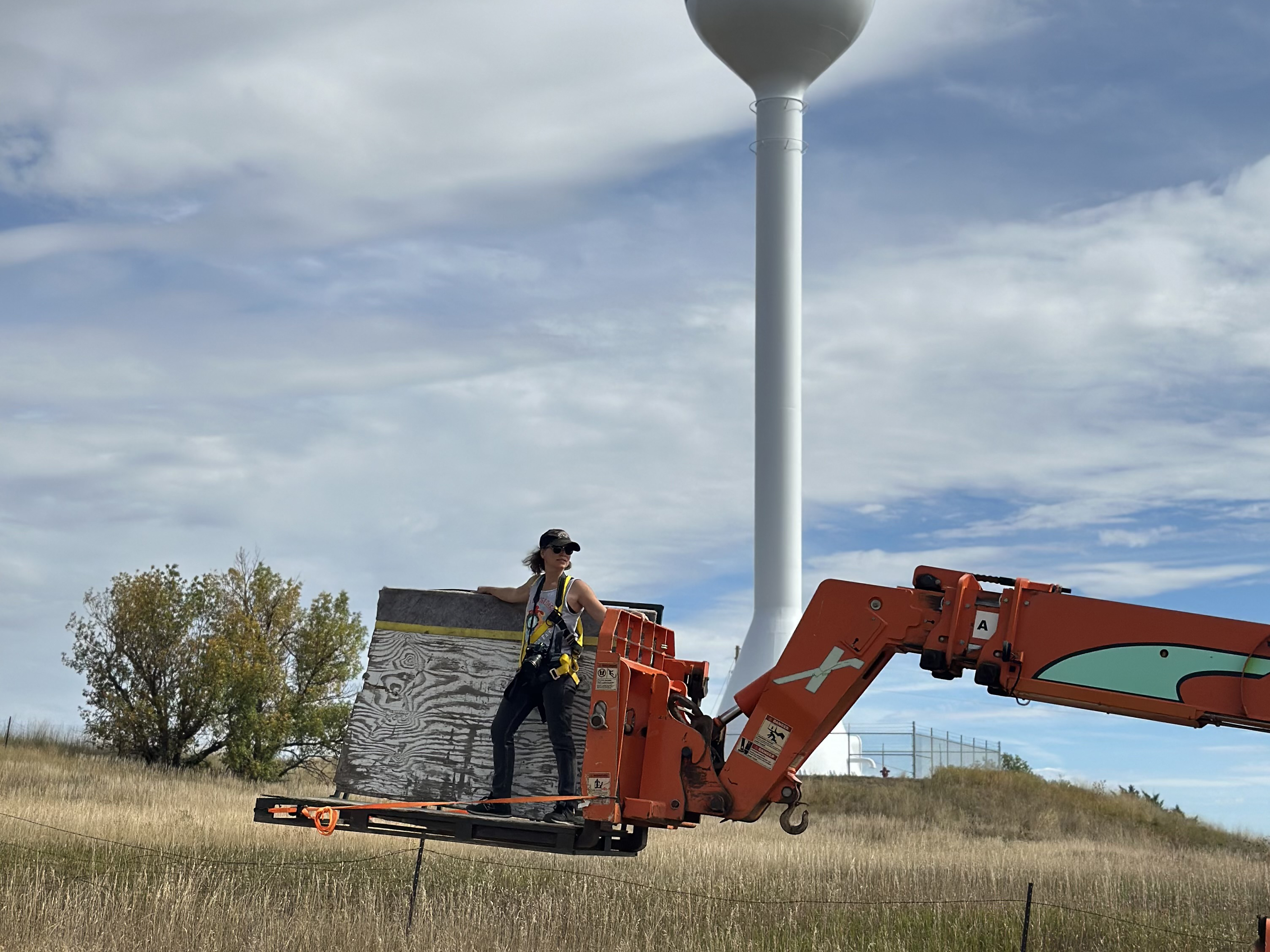 Woman on construction equipment