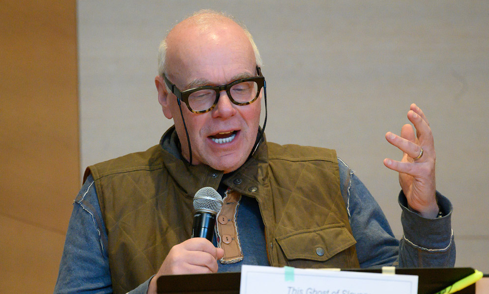 Actors speaking on stage