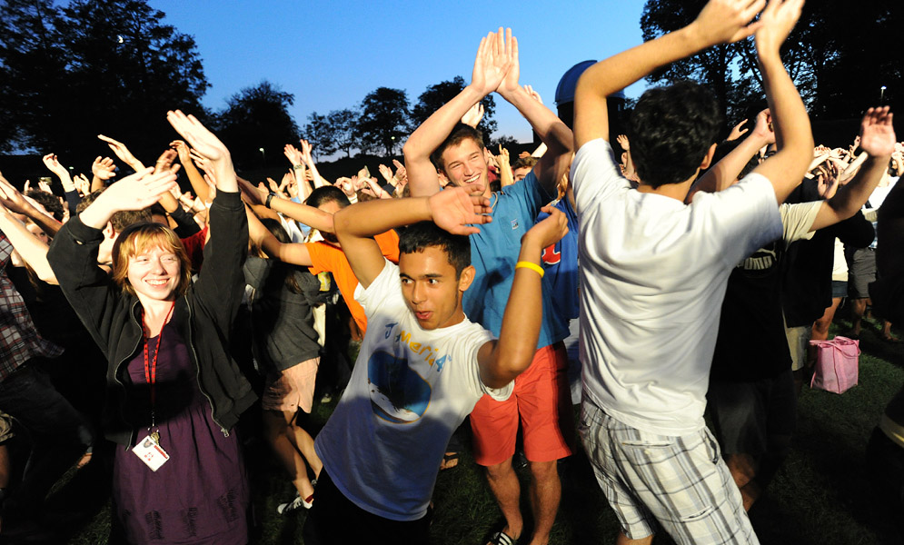 People dancing on field