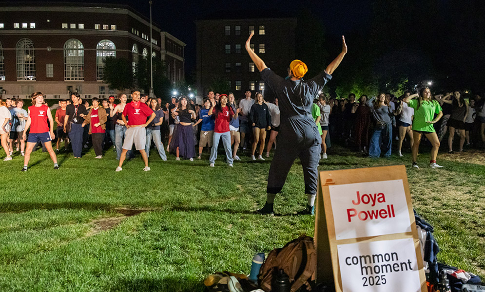 People dancing on field