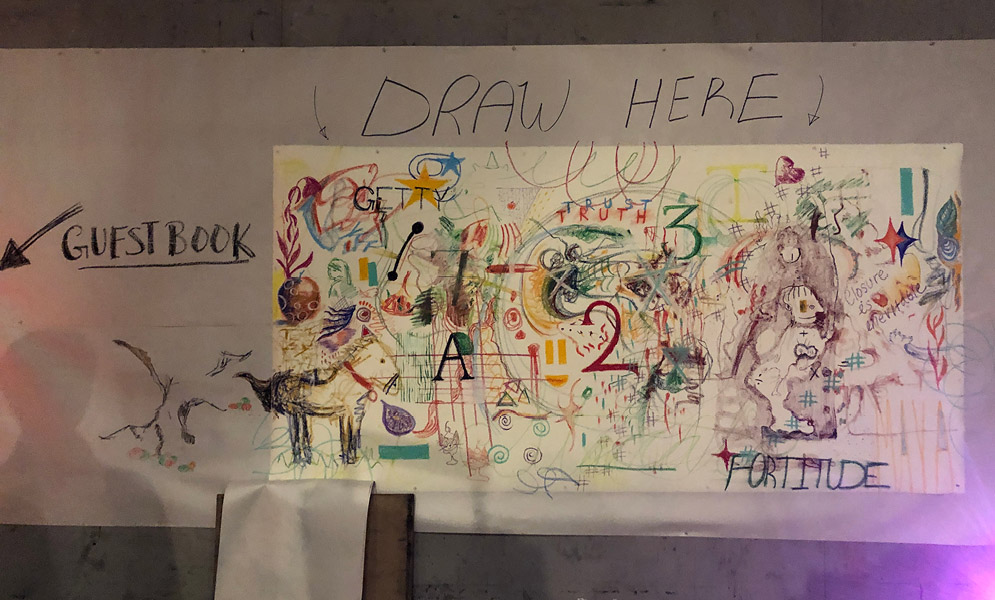 Drawing on paper on wall