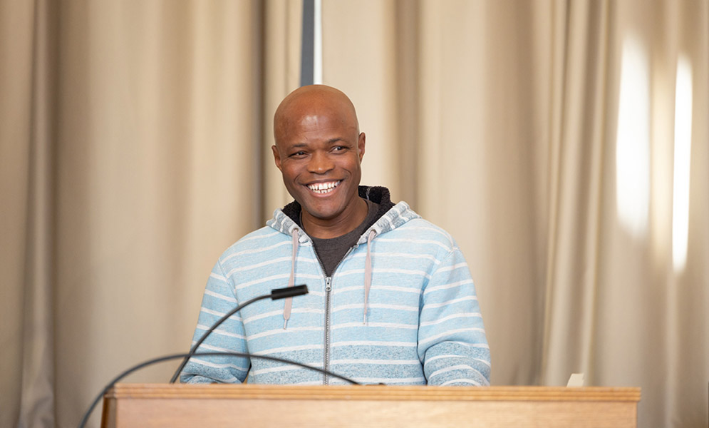 Person speaking at podium