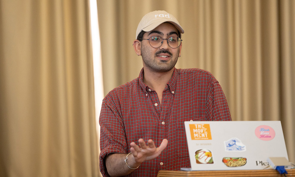 Person speaking at podium
