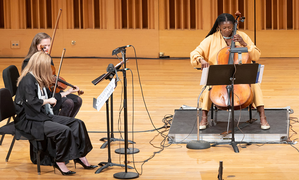 Musicians performing on stage
