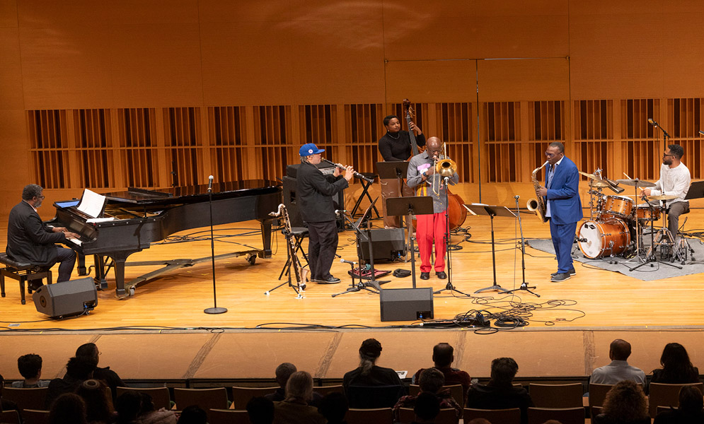 Musicians performing on stage