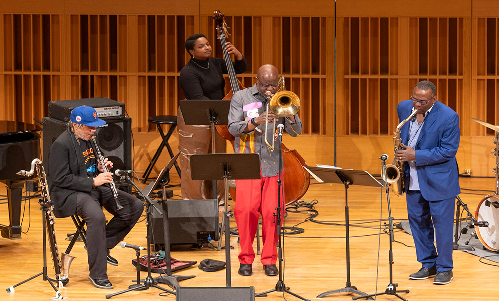 Musicians performing on stage