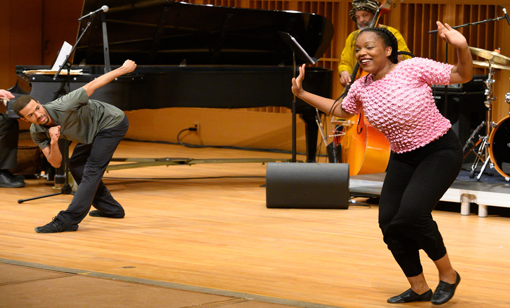 Musicians performing on stage