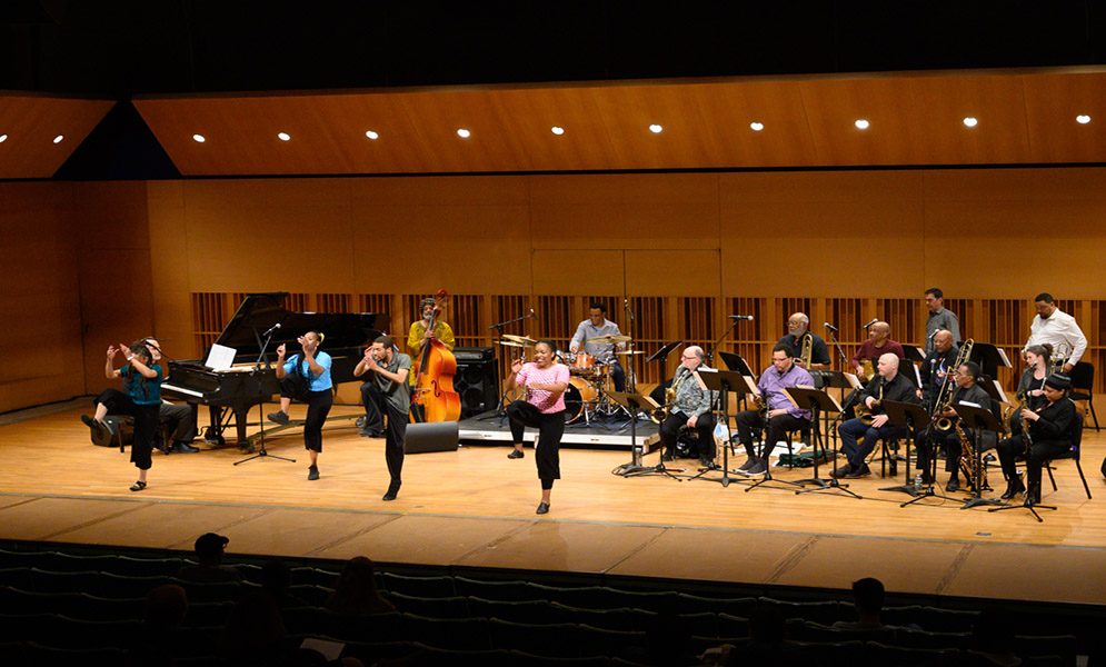 Musicians performing on stage