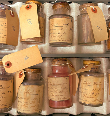 Specimen bottles of Chinese imports and exports. Photo by Laura Nadelberg. Mystic Seaport Museum.
