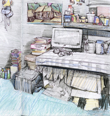Veronica-May Clark, untitled, 2025. Colored pencil on paper, 11 x 17 inches.