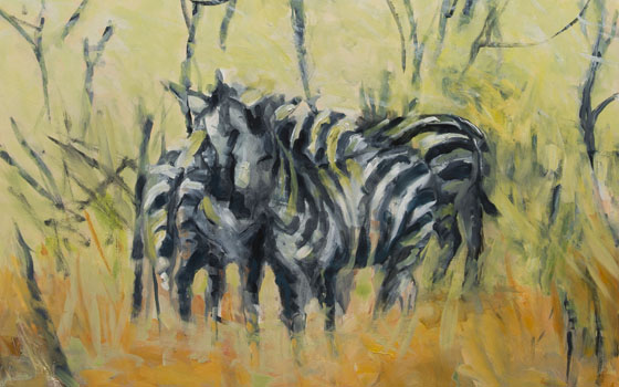 Kathi Packer - A Stand of Acacia, oil on panel, 30 x 30 inches