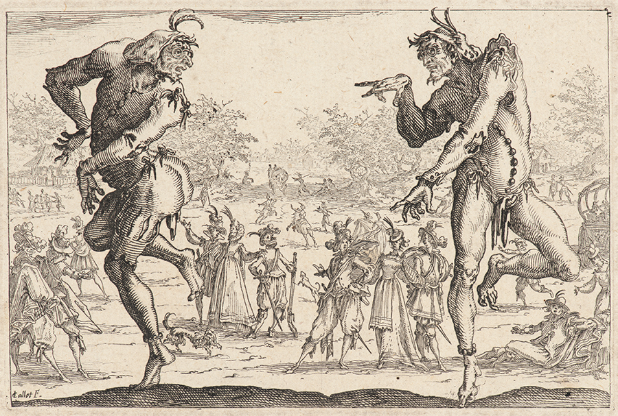 Jacques Callot (French, 1592–1635). The Two Pantaloons (Les Deux Pantalons), 1616. Etching.