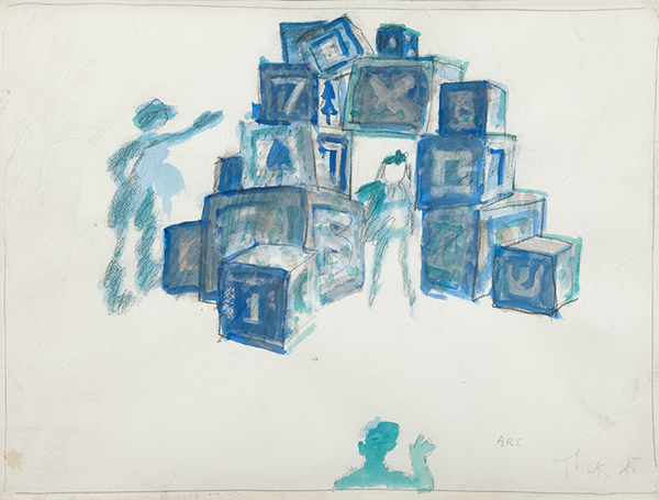 Paul Thek, "Child's Arc De Triomphe," 1985, pencil and watercolor on paper