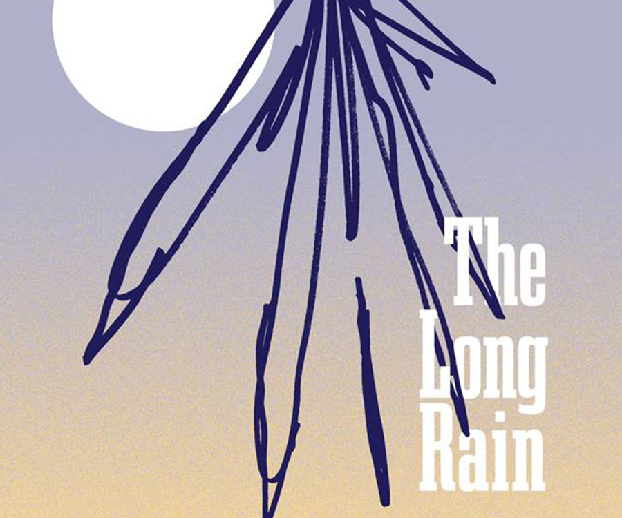 "The Long Rain" illustration moon and palm tree