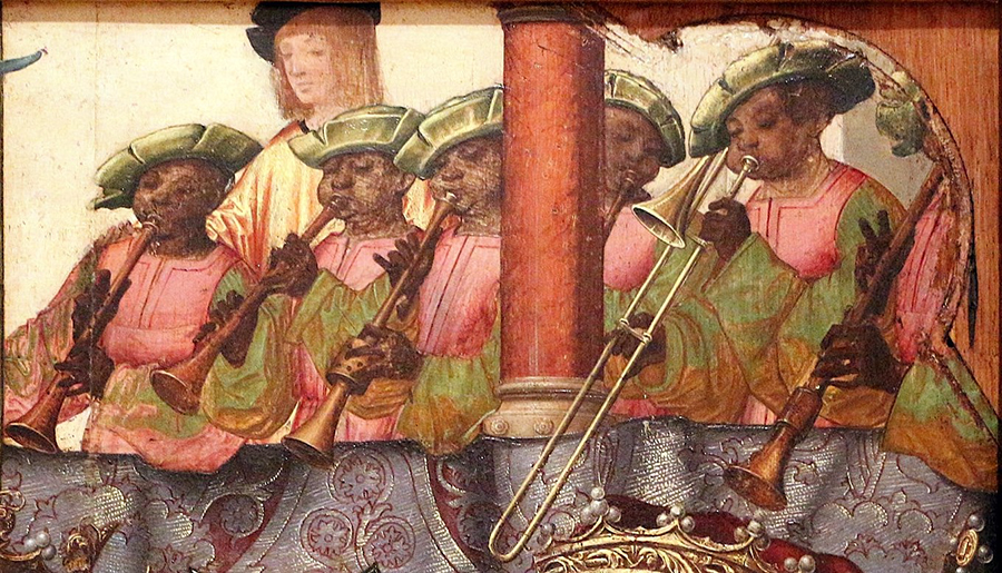 African musicians at the Portuguese Court, "St. Auta Altarpiece," c. 1522
