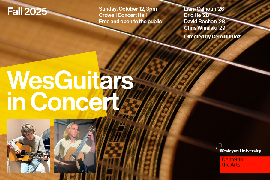 Detail of classical guitar with insets of two student guitarists