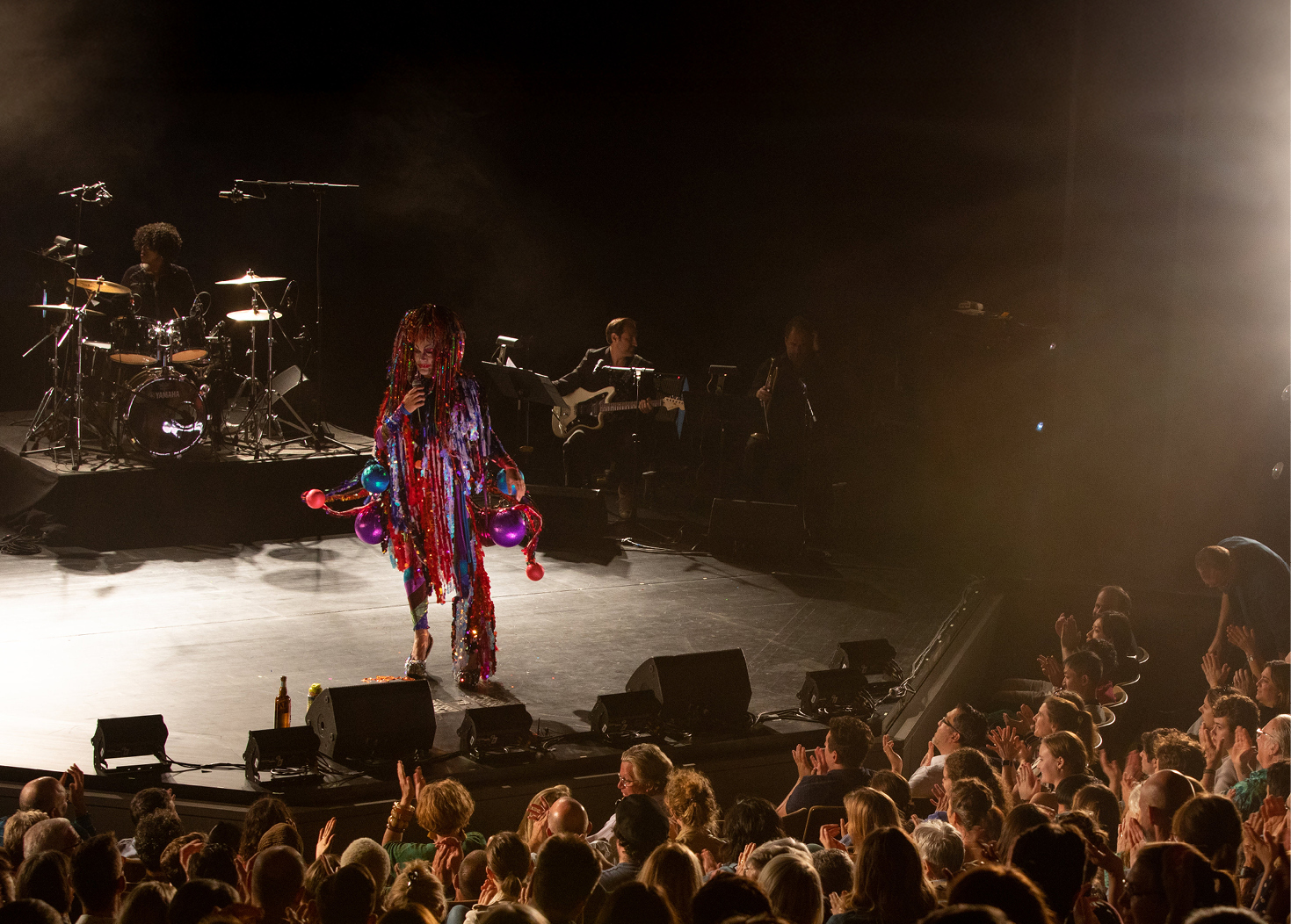 Interior of theater with seats seen from stage
