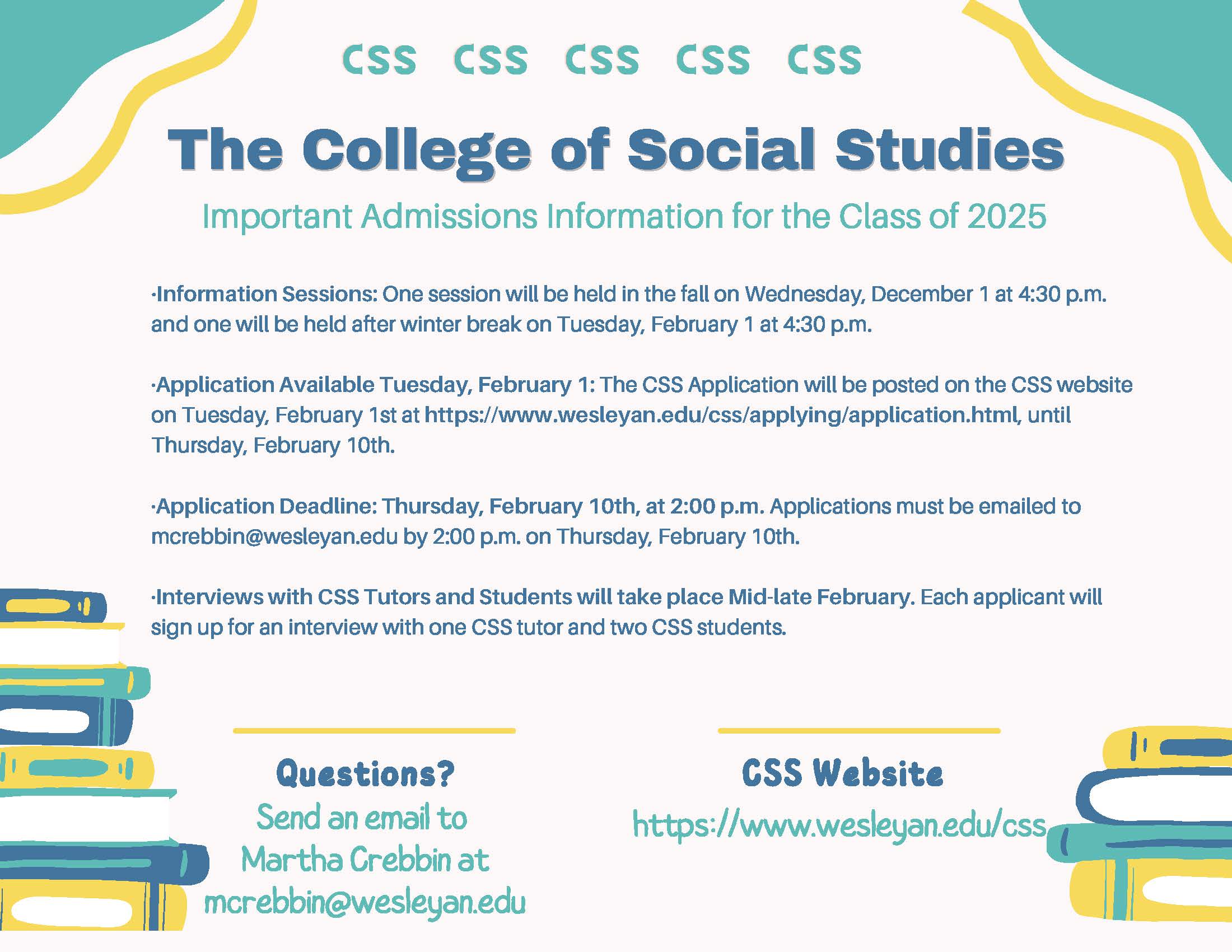 CSS Admissions Information for class of 2025