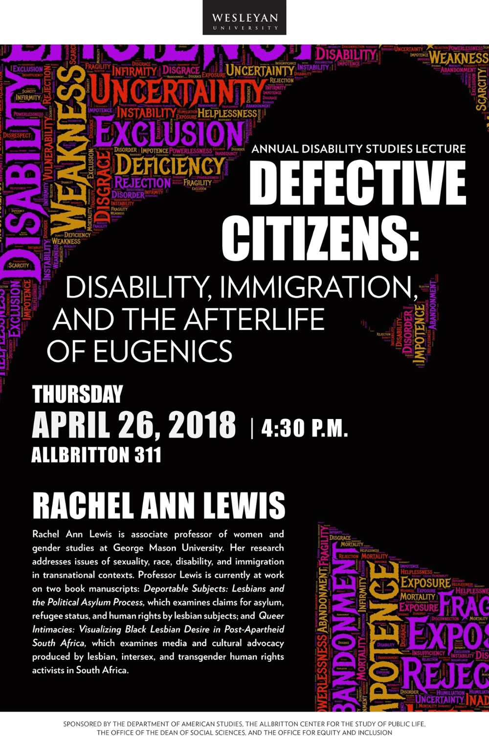 Defective Citizens: Disability, Immigration, and the Afterlife of Eugenics lecture
