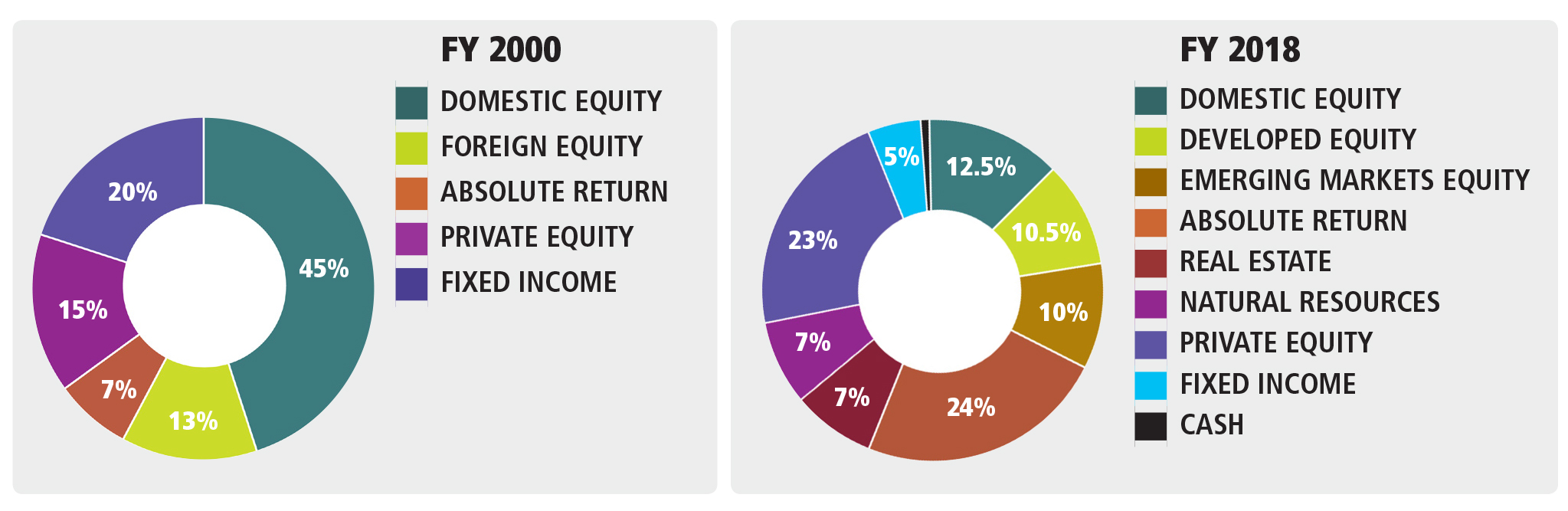 pie chart of change in asset allocation